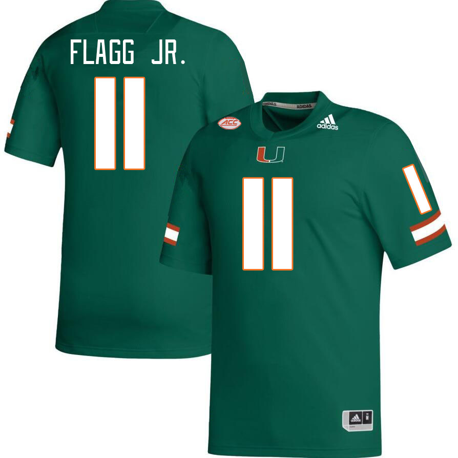 Men #11 Corey Flagg Jr. Miami Hurricanes College Football Jerseys Stitched-Green